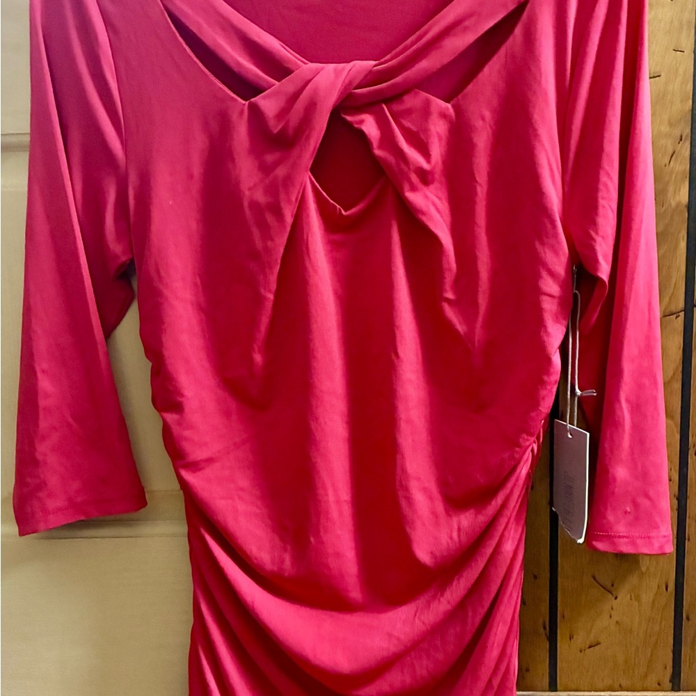 Jennifer Lopez Pink Twist-Front Blouse